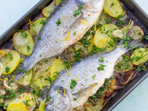 Sea Bream, Fennel and Potato Traybake - Easy Peasy Foodie