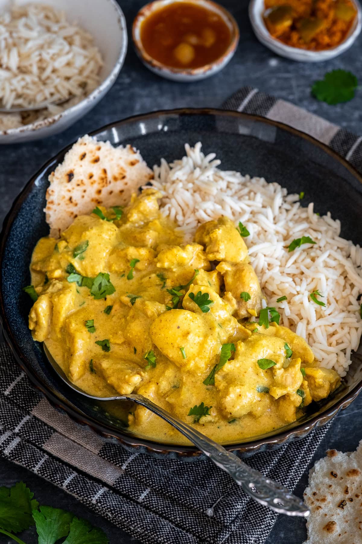 Closeup of Easy Chicken Korma in a bowl.