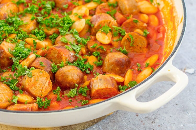 Sausage, Red Wine and Butter Bean Casserole