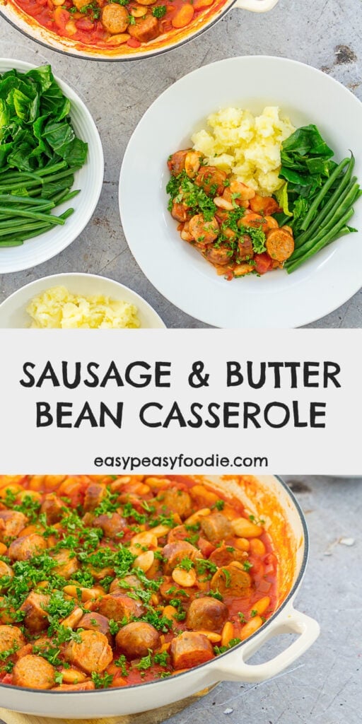 Sausage, Red Wine and Butter Bean Casserole Easy Peasy Foodie