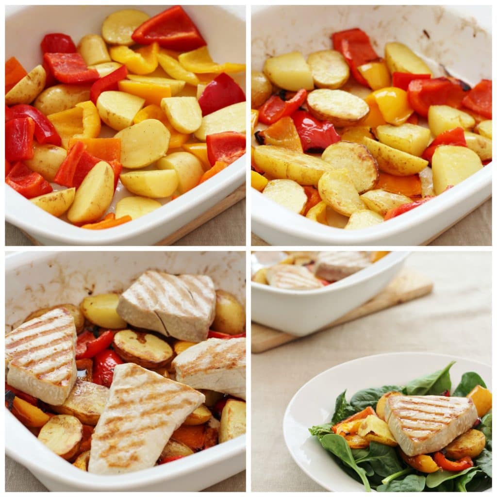 Balsamic Glazed Tuna with Roasted Peppers and New Potatoes Easy Peasy