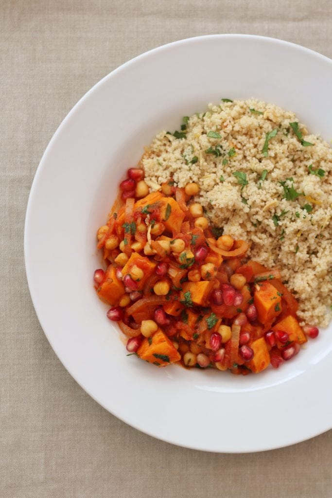 Harissa, Sweet Potato and Chickpea Tagine with Lemon and Coriander