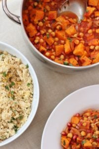 Harissa, Sweet Potato and Chickpea Tagine with Lemon and Coriander Couscous