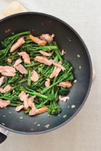 Add the hot smoked salmon