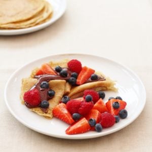 Sirtfood Pancakes with Chocolate Sauce and Berries