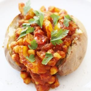 Baked Potatoes with Spicy Chickpea Stew