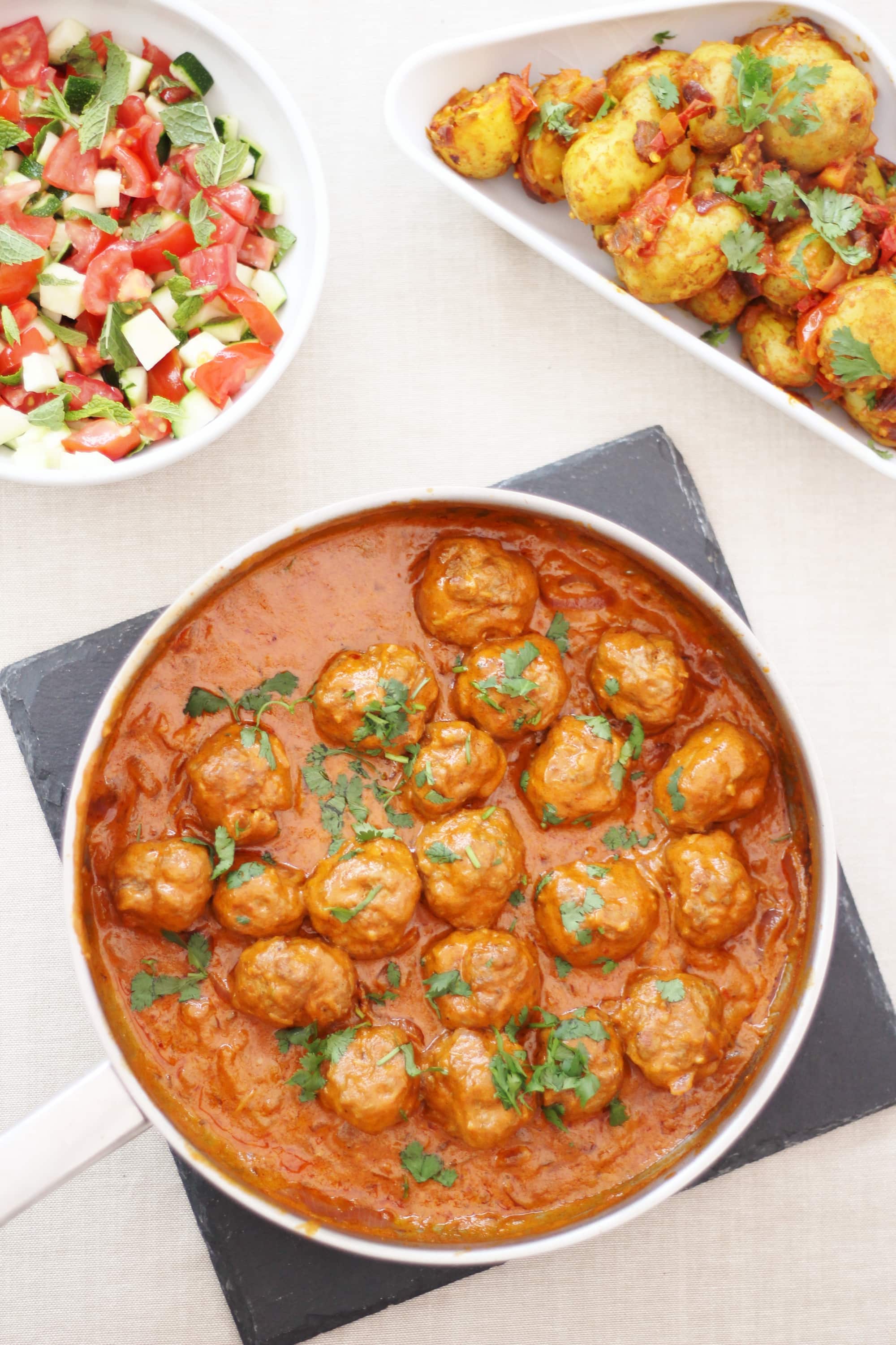 Turkey Tikka Masala Meatballs with Bombay New Potatoes Easy Peasy Foodie