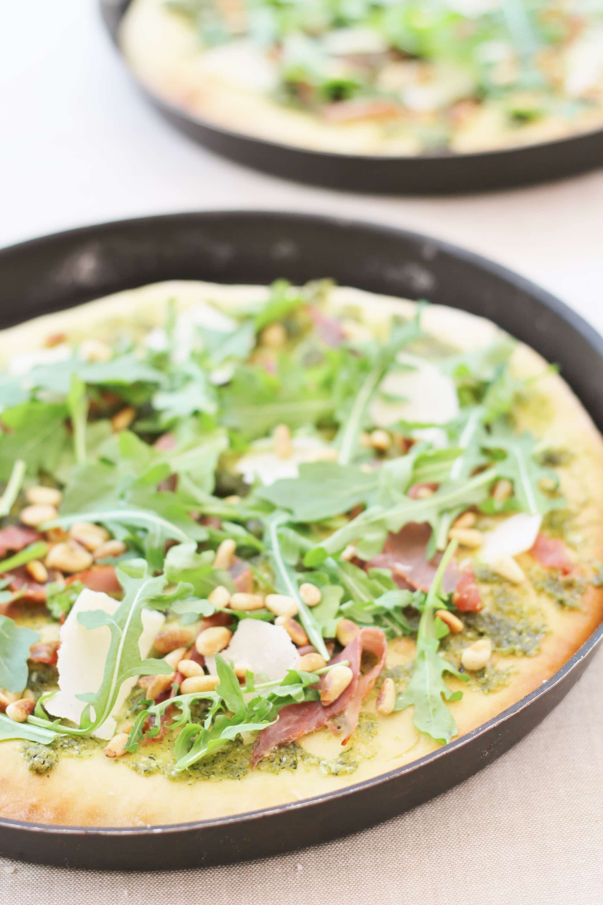 Pesto Pizza with Grana Padano and Prosciutto di San Daniele Easy