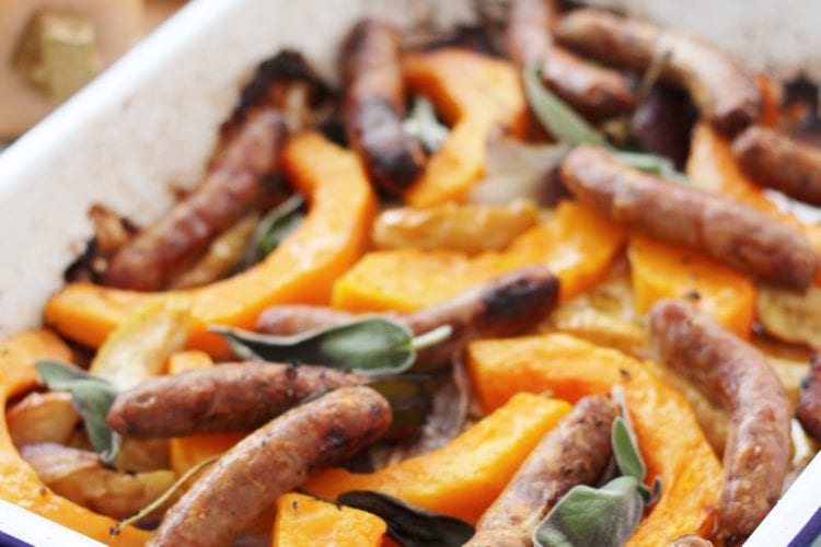 Sausage, Squash, Apple and Sage Traybake