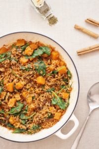 Wild Mushroom, Squash and Spinach Pilaf