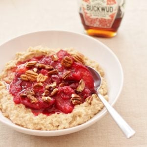 Cinnamon Porridge with Cranberry and Plum Compote