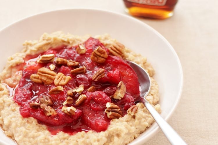 Cinnamon Porridge with Cranberry and Plum Compote