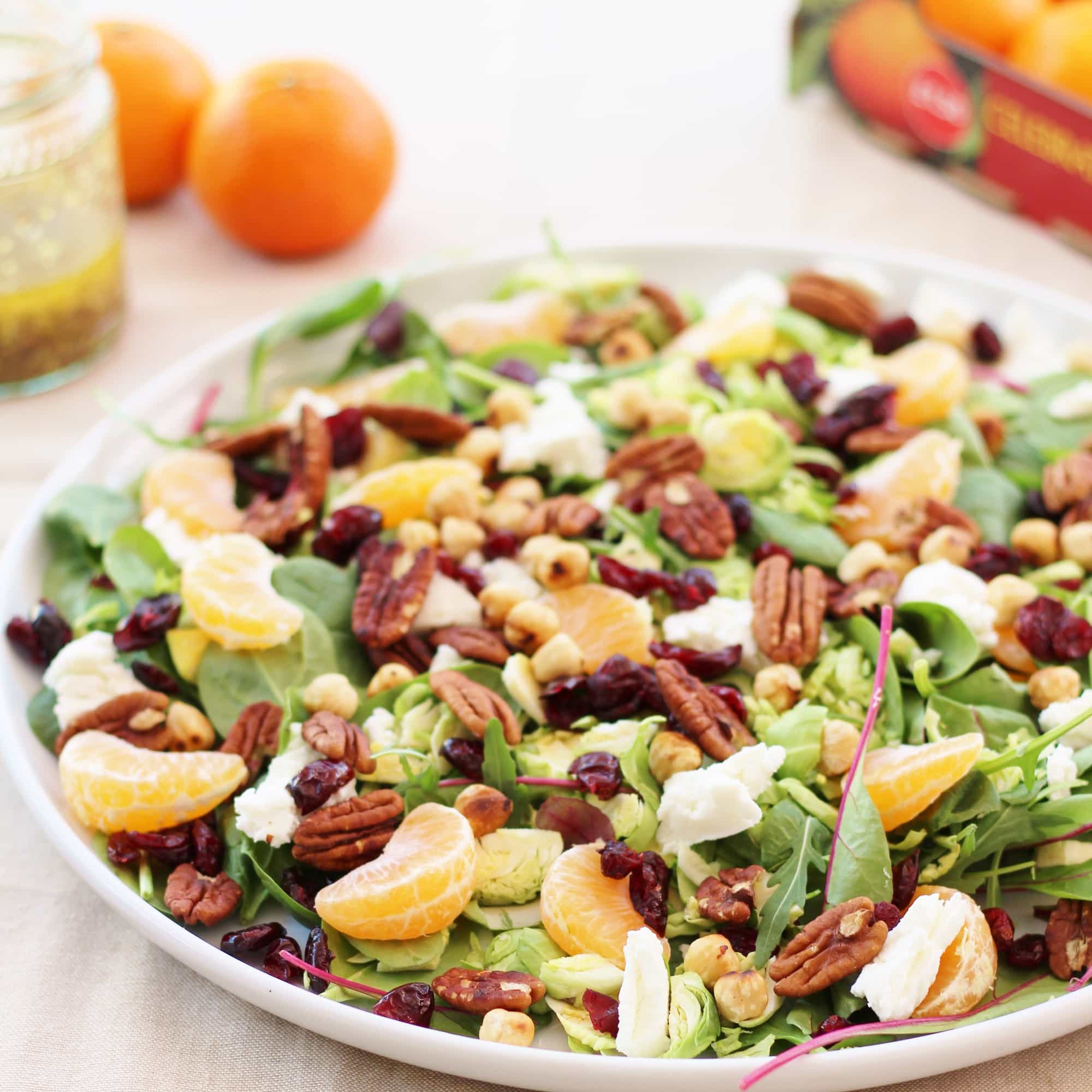 Sprout Salad With Cranberries Pecan Nuts And Clementines Easy Peasy 