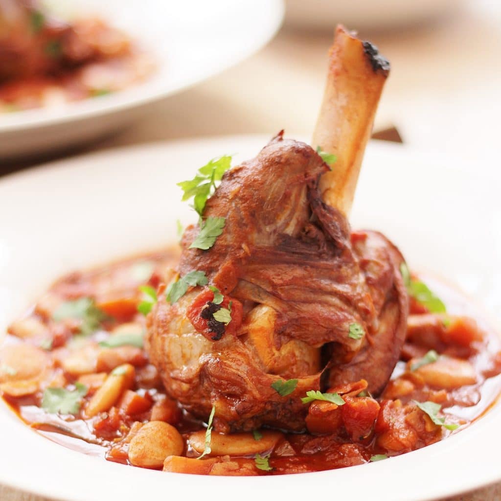 Spanish Style Red Wine, Borlotti Bean and Lamb Shank Casserole Easy