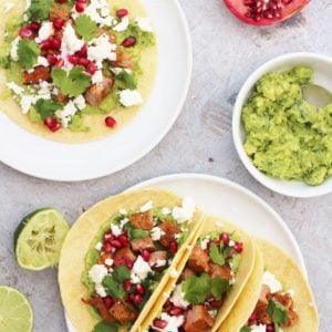 Lamb Tacos with Avocado, Feta and Pomegranate