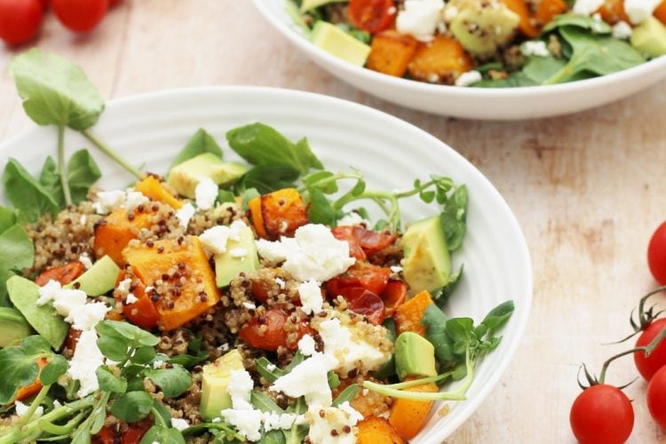 Squash Quinoa Avocado and Feta Salad