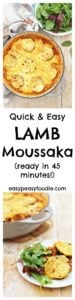A couple of neat tricks and cheats make this Easy Lamb Moussaka quick and simple to make – but no less tasty! Make it with lamb mince or use your roast lamb leftovers.