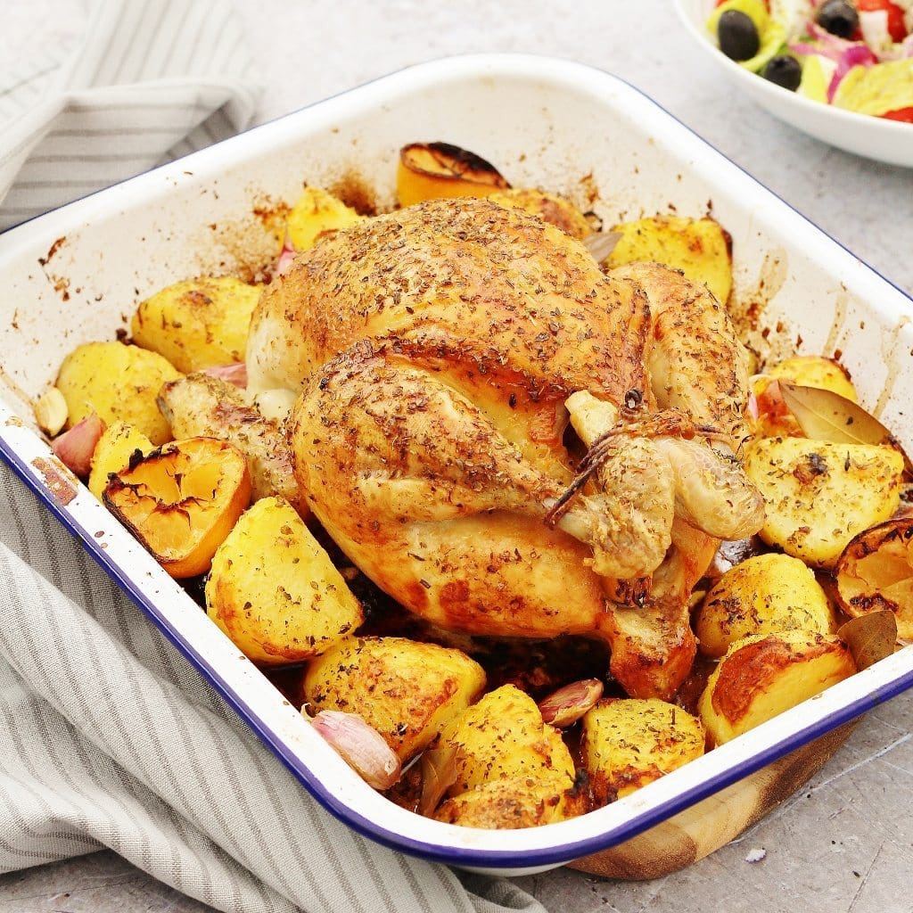 One Pan Greek Roast Chicken and Roast Potatoes Easy Peasy Foodie