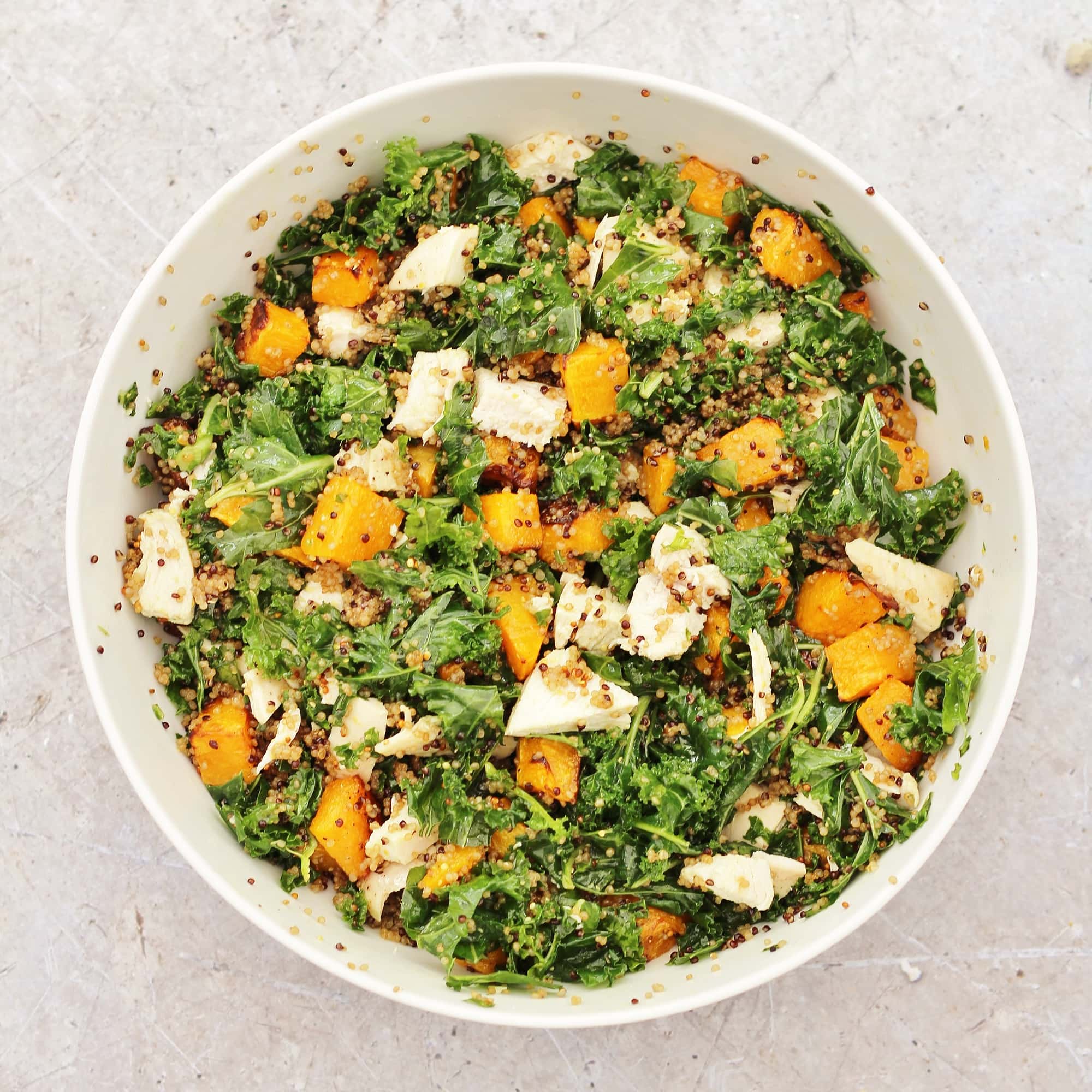 Leftover Chicken, Kale, Quinoa and Pumpkin Salad Easy Peasy Foodie