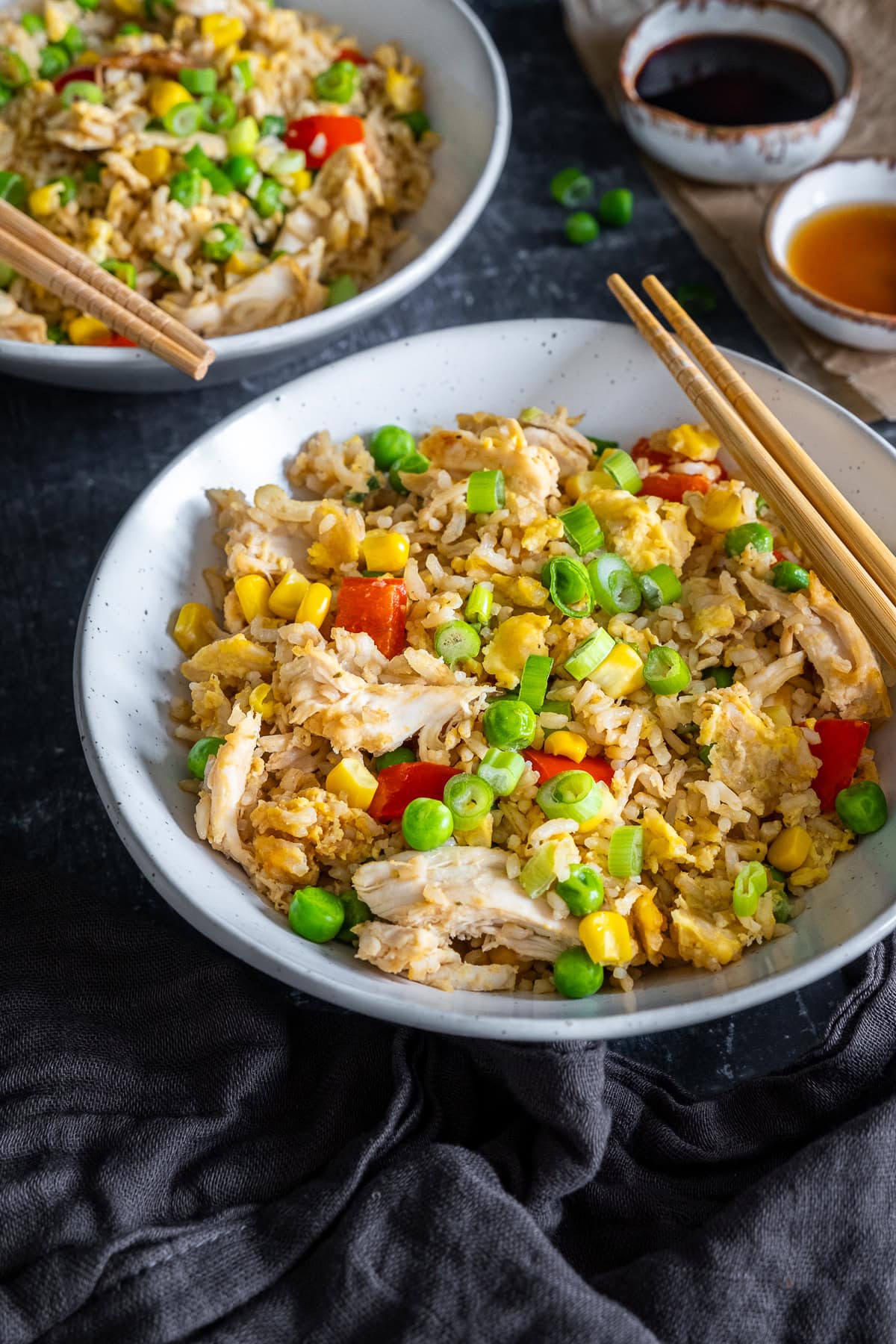 Closeup of Leftover Chicken Fried Rice