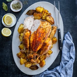 One Pan Greek Roast Chicken and Roast Potatoes Hero