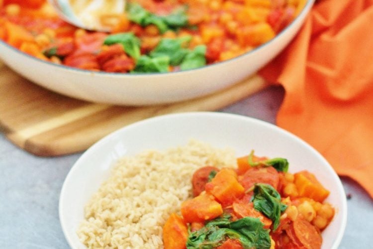 One Pot Chorizo, Chickpea and Sweet Potato Stew