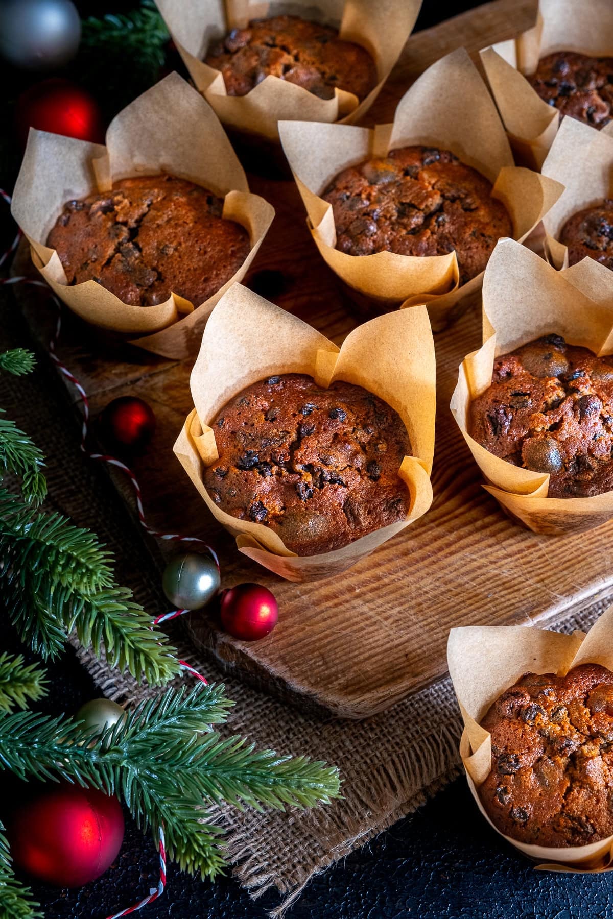 Closeup of Easy Christmas Cake Muffins