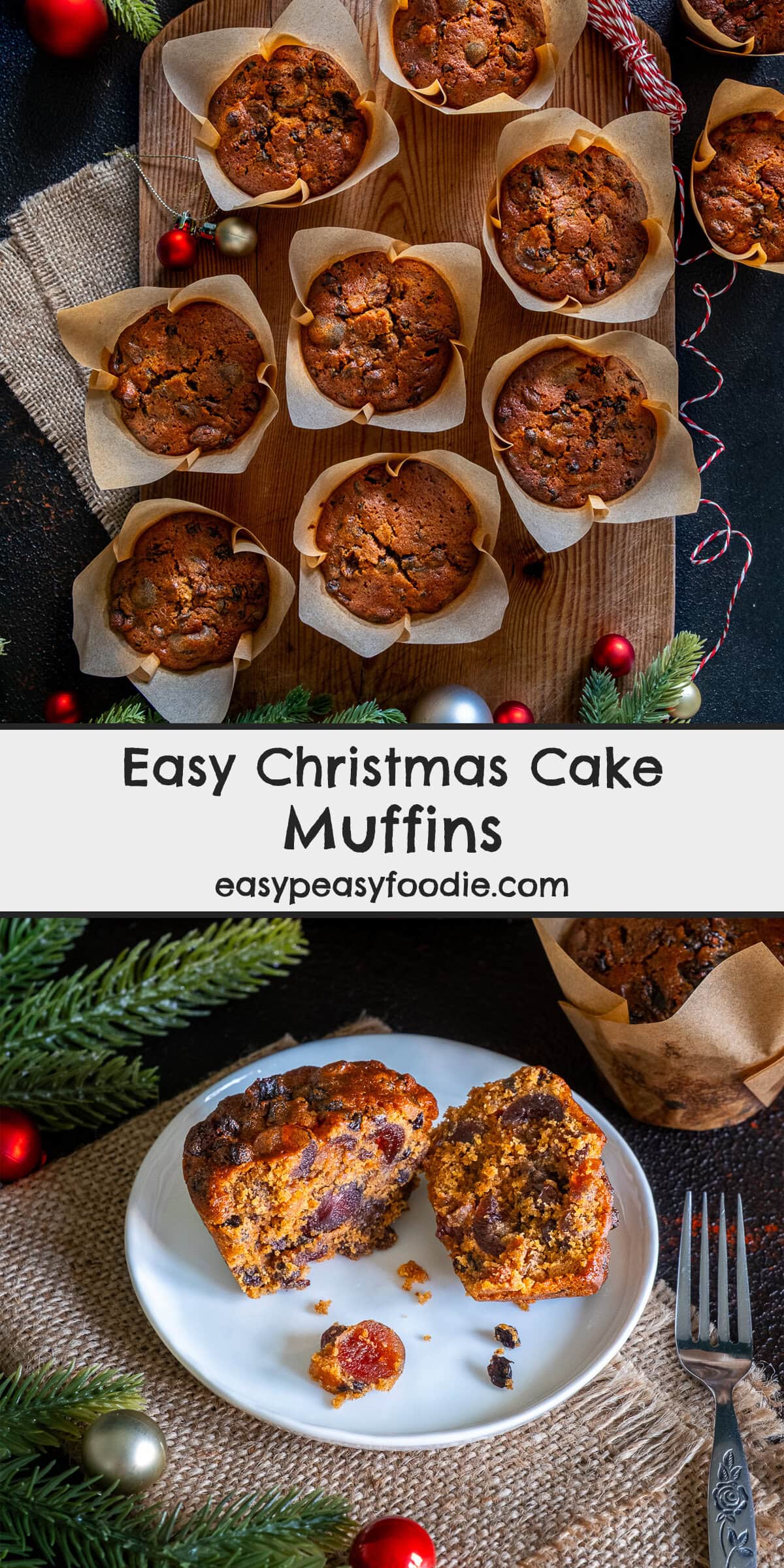 Easy Christmas Cake Muffins Pin