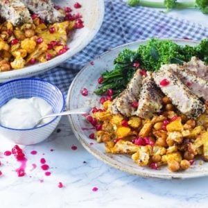 Cumin Crumbed Tuna with Paprika Cauliflower and Crispy Kale