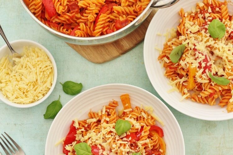 Tomato, Pepper and Chorizo Pasta
