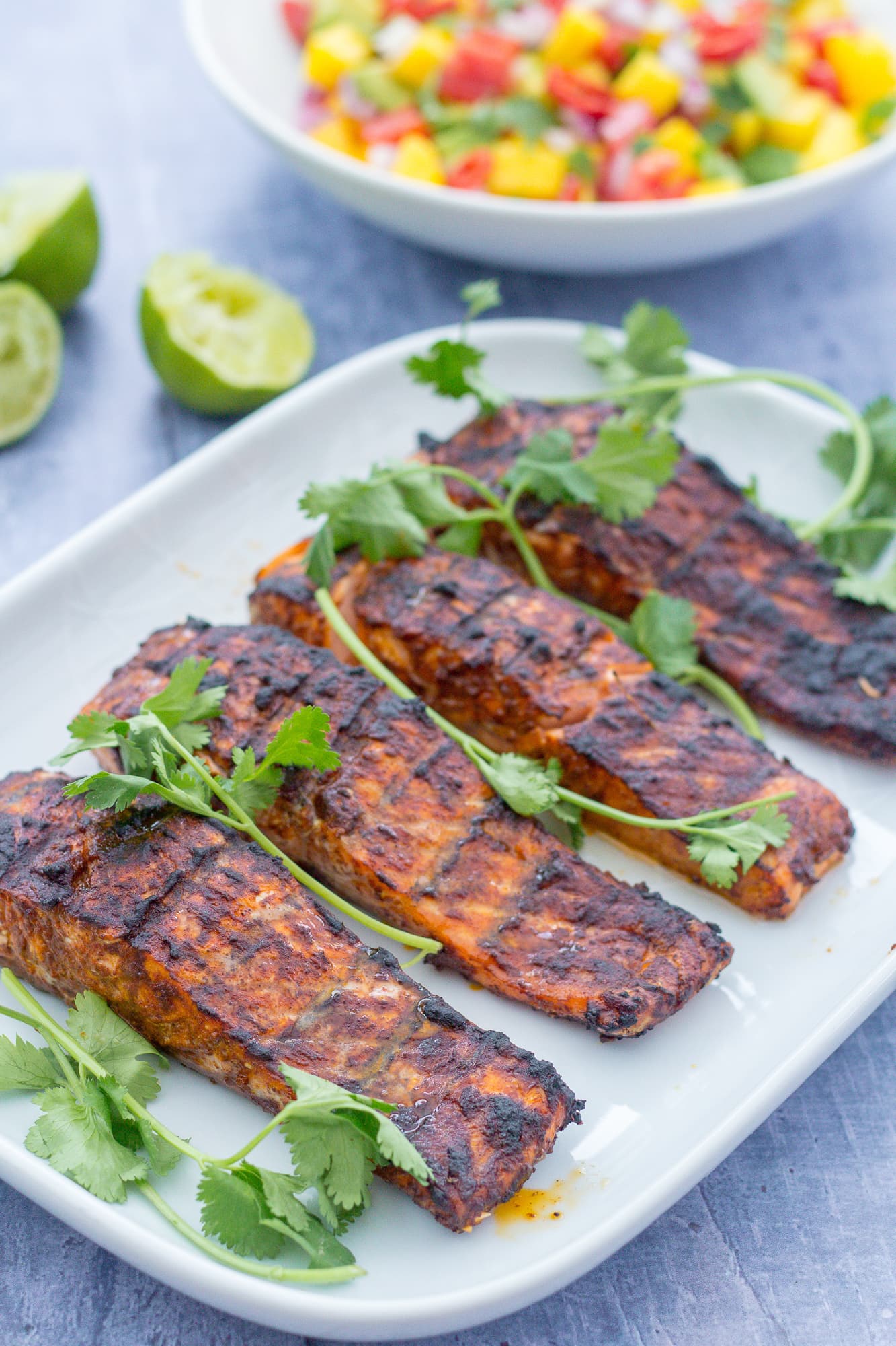 Jerk Salmon with Mango and Avocado Salsa Easy Peasy Foodie