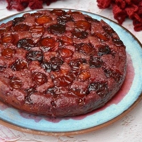 Plum Upside-Down Cake Flavoured with Rose