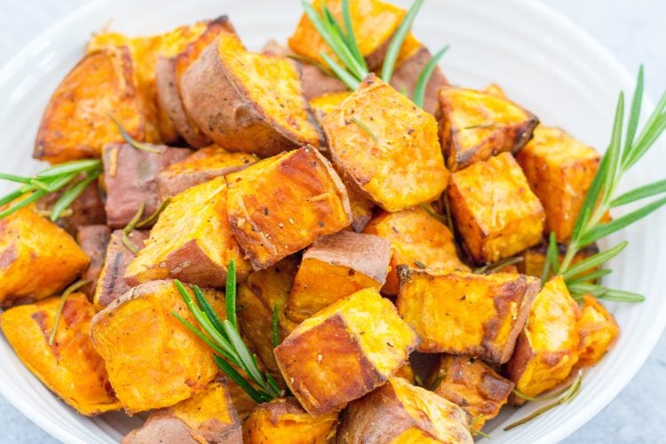 Easy Roast Sweet Potatoes with Rosemary and Garlic