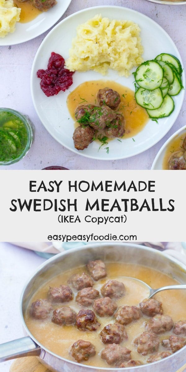 IKEA style Swedish Meatballs are so easy to make at home! My Easy Swedish Meatballs recipe can be ready in just 30 minutes… serve with creamy gravy, mash and lingonberry jam for the full IKEA experience at home! #IKEAmeatballs #swedishmeatballs #homemadeIKEAmeatballs #homemadeswedishmeatballs #homemademeatballs #meatballs #IKEAcopycat #easydinners #familydinners #fakeaway #midweekmeals #easypeasyfoodie #cookblogshare