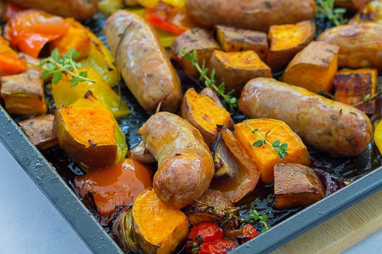 Easy Sausage and Sweet Potato Traybake