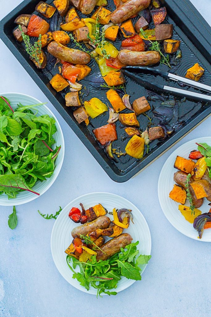 Easy Sausage and Sweet Potato Traybake Easy Peasy Foodie