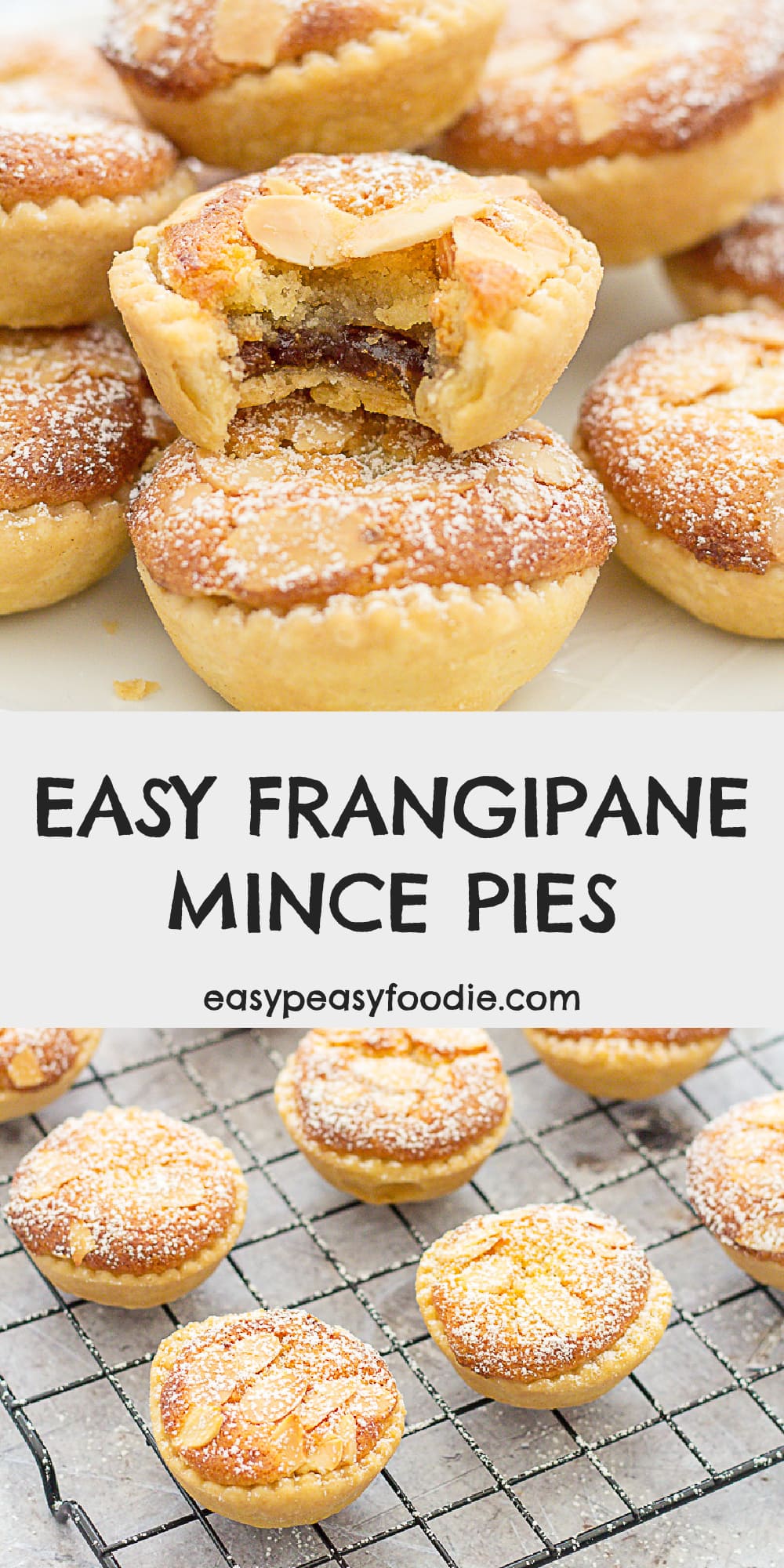 Easy Frangipane Topped Mince Pies - pinnable image for Pinterest