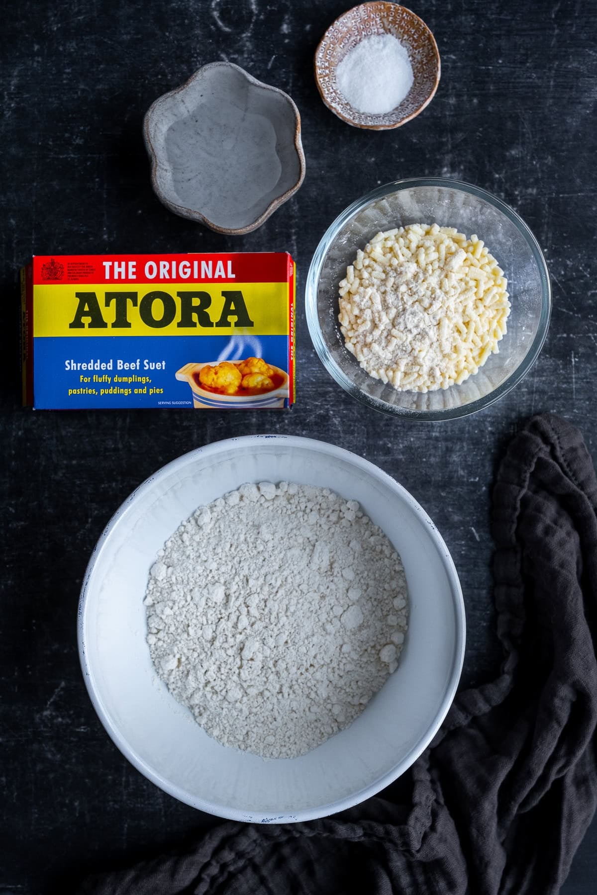 Ingredients for Traditional British Suet Dumplings with Atora