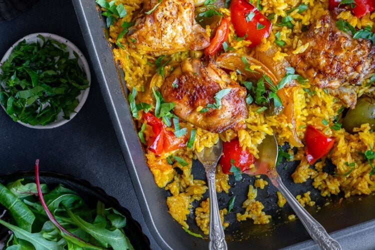 One Pan Oven Baked Chicken and Rice HERO