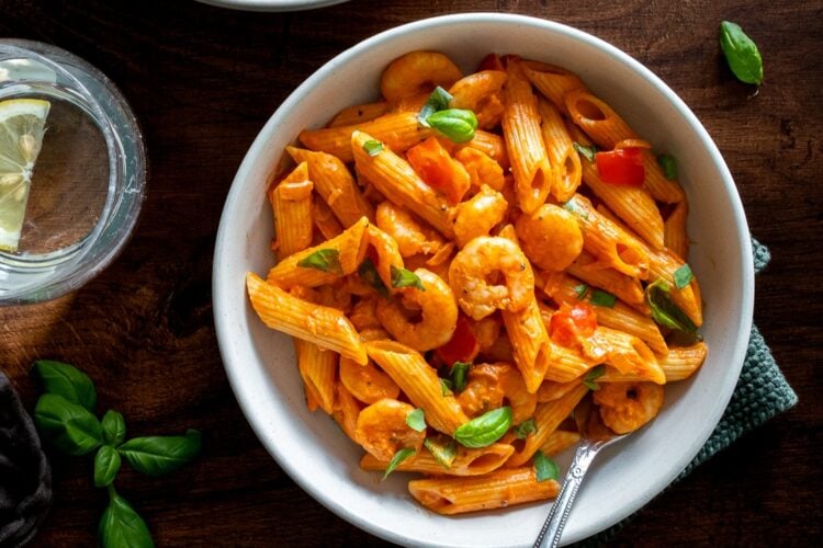 Creamy Prawn Tomato Pasta HERO