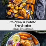 Chicken and Potato Traybake with Lemon and Garlic Pin