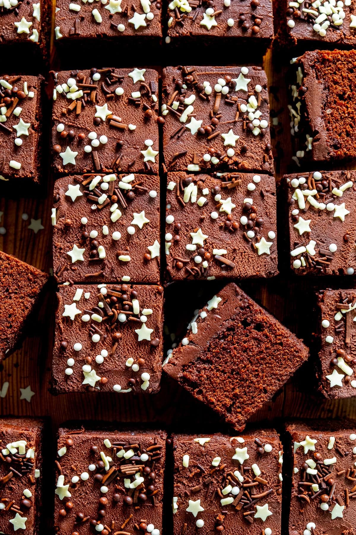 Overhead closeup of Easy Chocolate Traybake Cake
