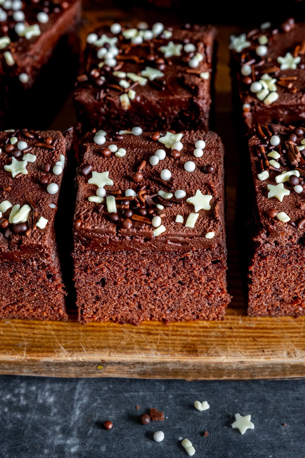 Closeup of Easy Chocolate Traybake Cake