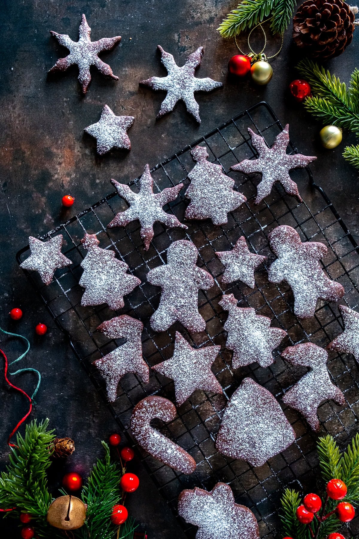 Overhead shot of Easy Chocolate Christmas Biscuits