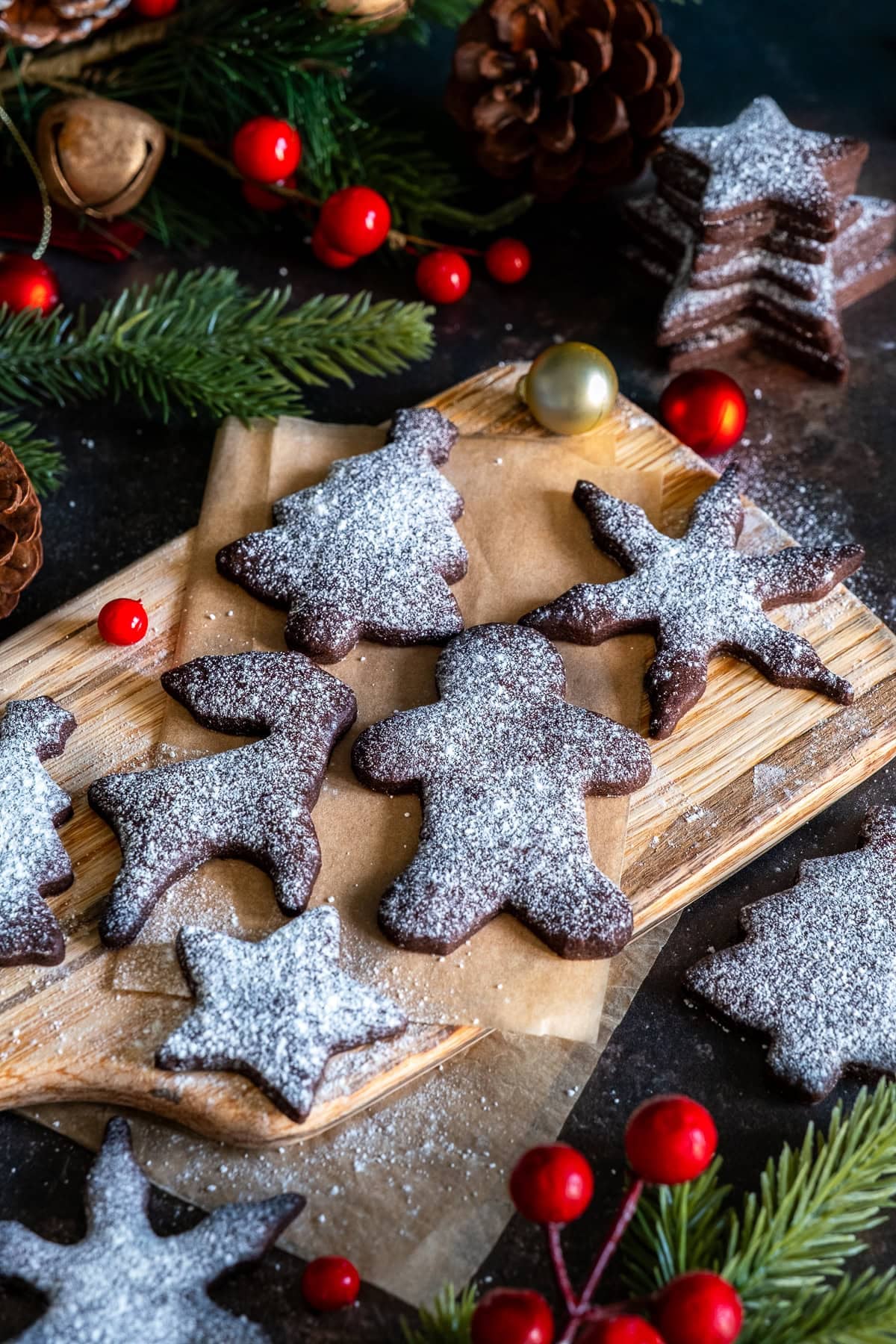 Closeup of Easy Chocolate Christmas Biscuits