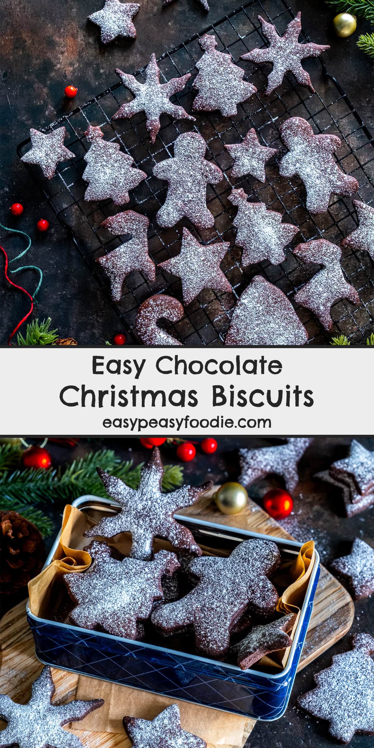 Easy Chocolate Christmas Biscuits Pin