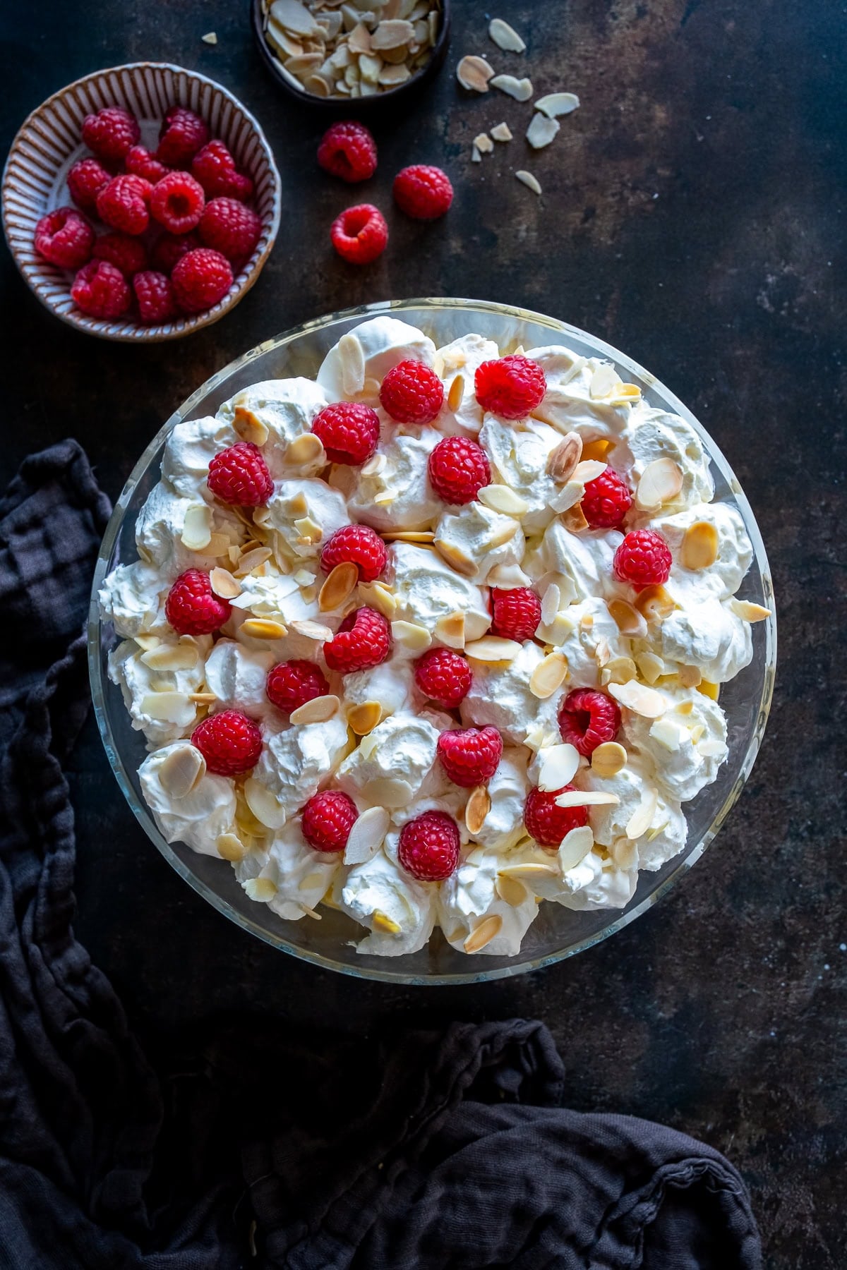 Closeup of the decoration of Easy Sherry Trifle