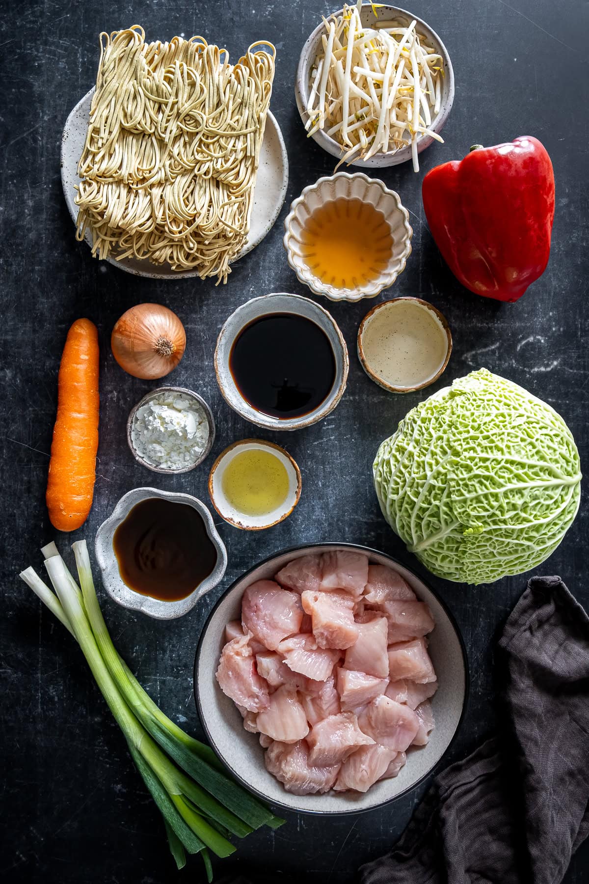 Ingredients shot for Easy Chicken Chow Mein