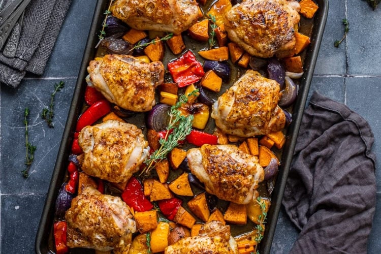 Easy Chicken Thigh Traybake Hero