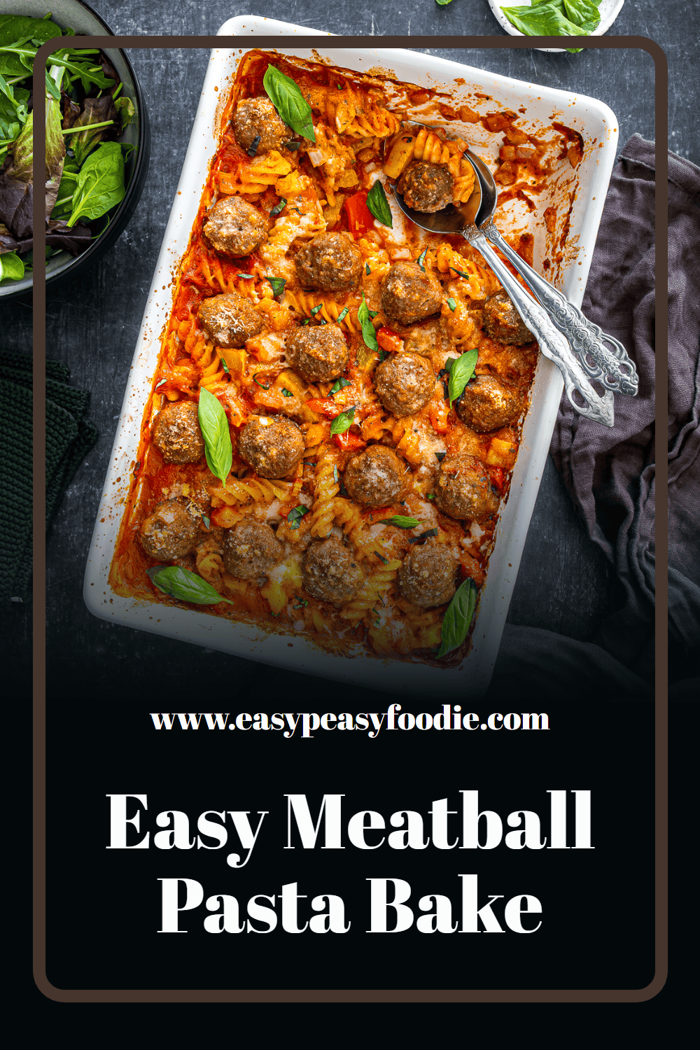 Easy Meatball Pasta Bake Pin
